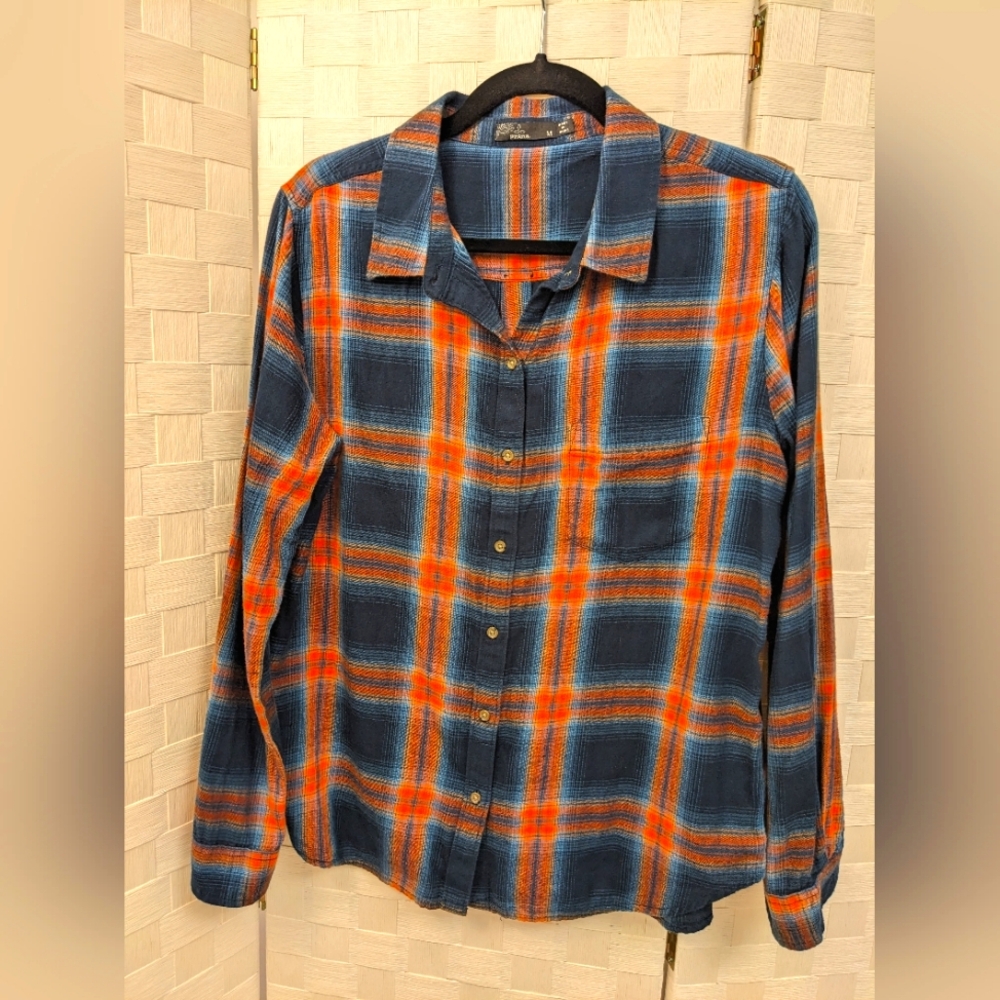 prAna flannel Golden canyon long sleeve button down women's size medium